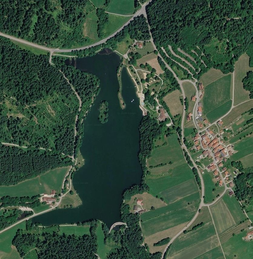 Luftaufnahme vom Rannasee bei Wegscheid